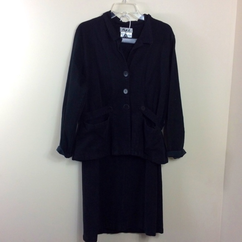 Flax black skirt and jacket Small. Stretch cotton